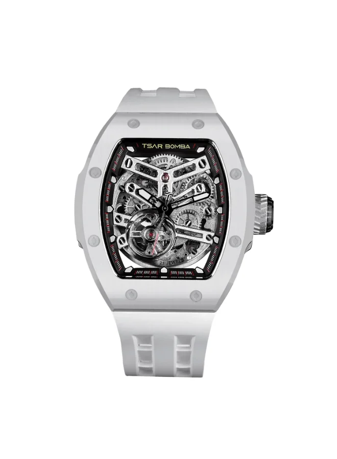 TSAR BOMBA Men's Rubber Automatic Watch TB8218SETC-01KBU/WH - 44.5x50.4 mm